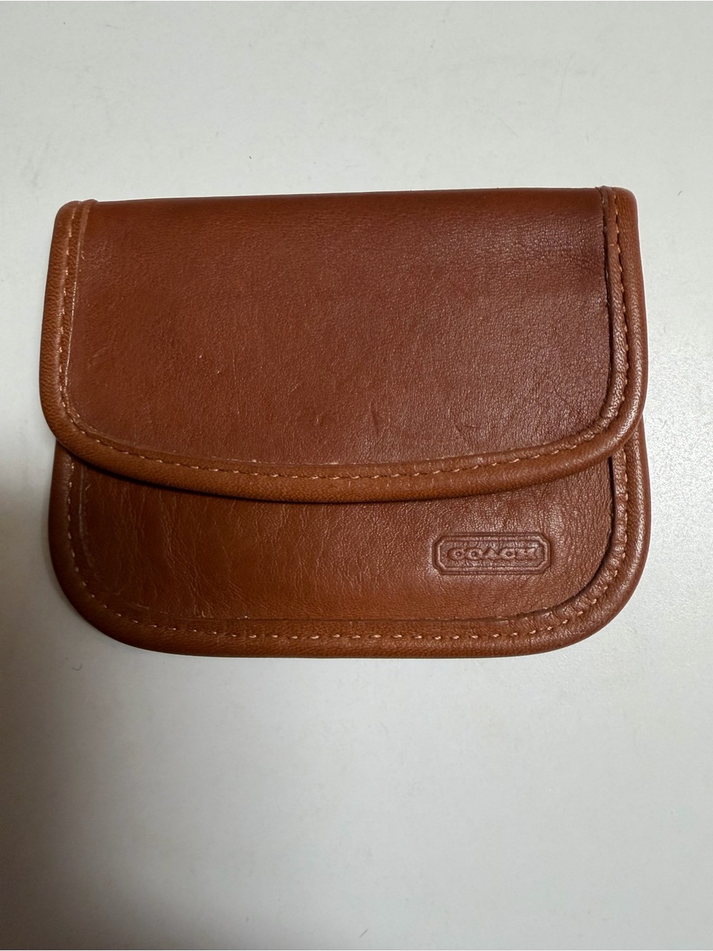 Vintage Coach British Tan Leather Compact Snap Card Case -Coin Pouch